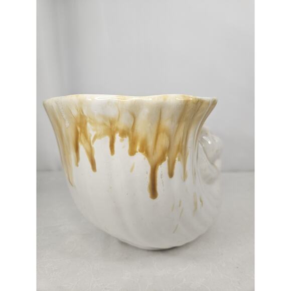 Vintage Sea Shell Nautilus Glazed Terra Cotta Herb Planter Garden Shelf Decor - Picture 7 of 13